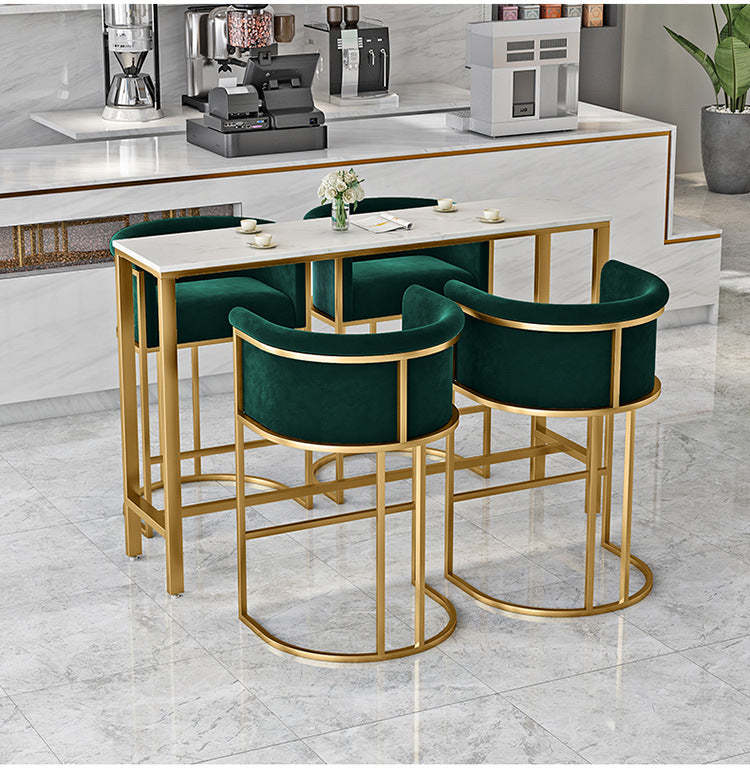 Nordic Half-Round Velvet Metal Armchair