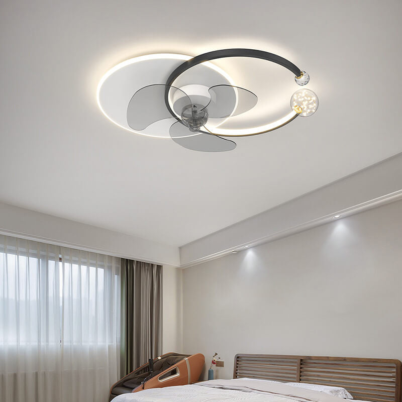 Luxury Double Ring LED Flush Mount Fan Light