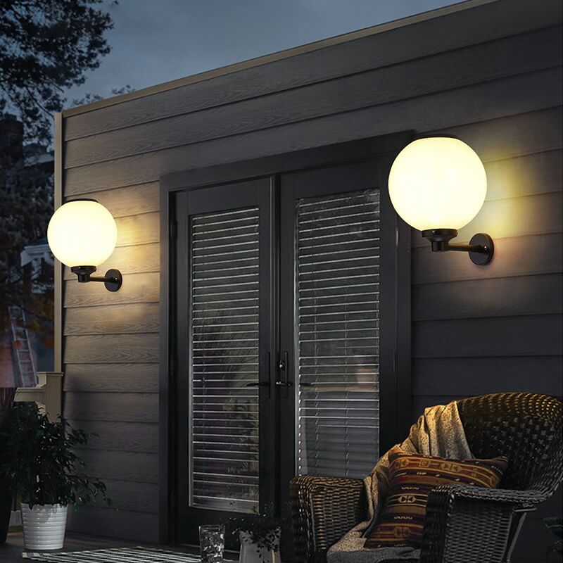Modern Outdoor Solar Round Ball LED Wall Sconce