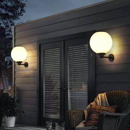 Modern Outdoor Solar Round Ball LED Wall Sconce