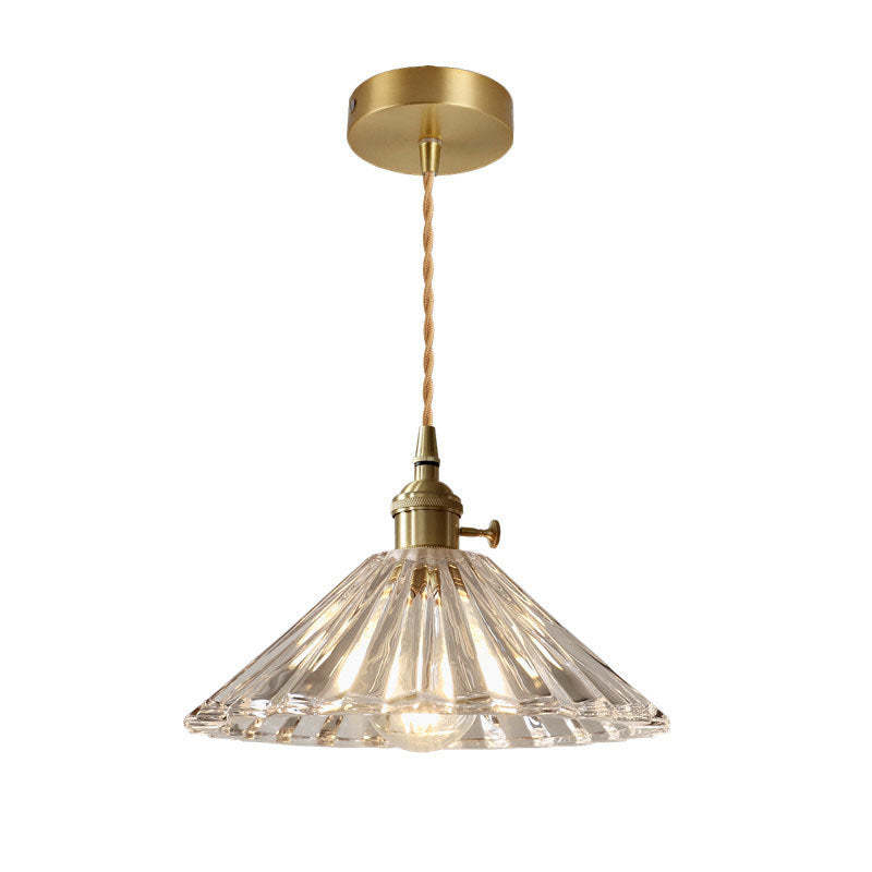 Nordic Vintage Clear Brass Glass Pendant