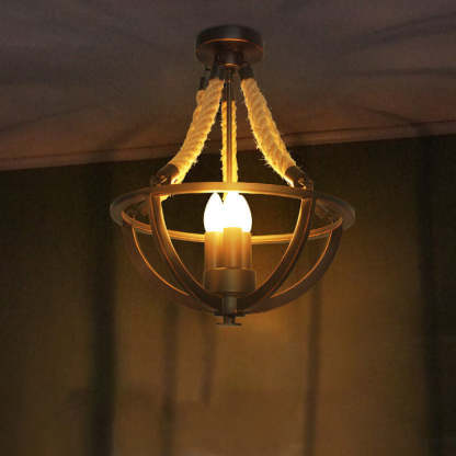 Vintage Industrial Iron Twine Island Chandelier