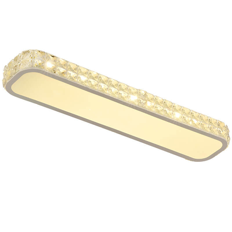 Modern Crystal Strip Acrylic LED Flush Mount Light — Large - Black / Warm Light (3000K) / 110V-120V For US/CA