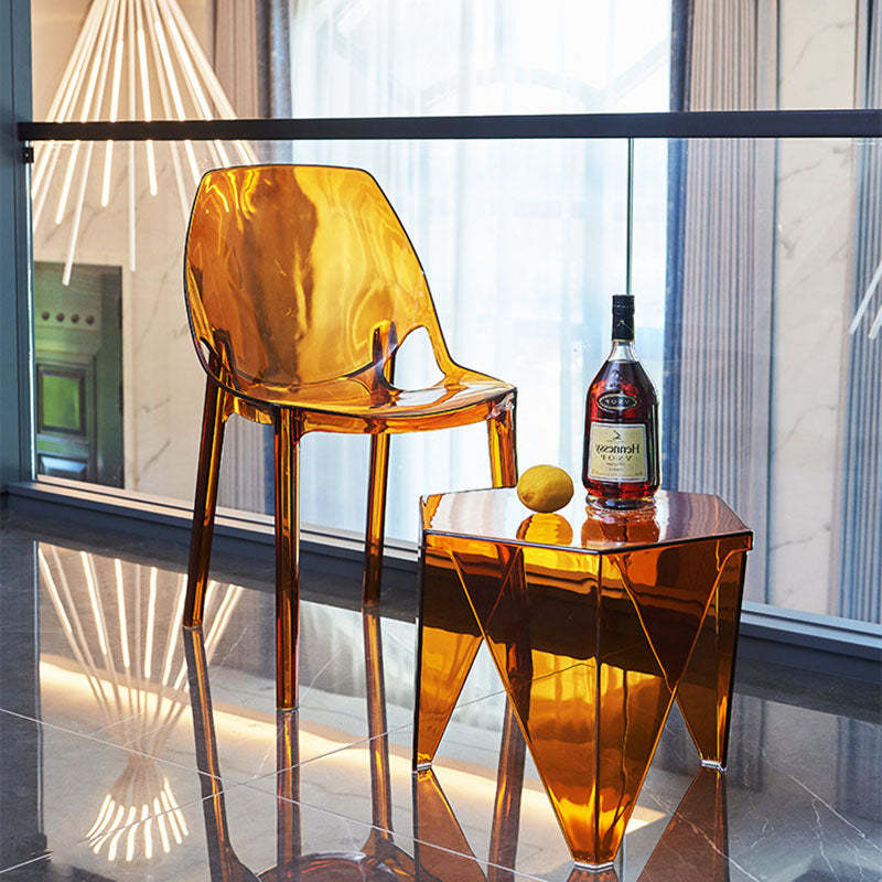 Minimalist Hexagonal Acrylic Three-Leg Coffee Table