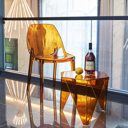 Minimalist Hexagonal Acrylic Three-Leg Coffee Table