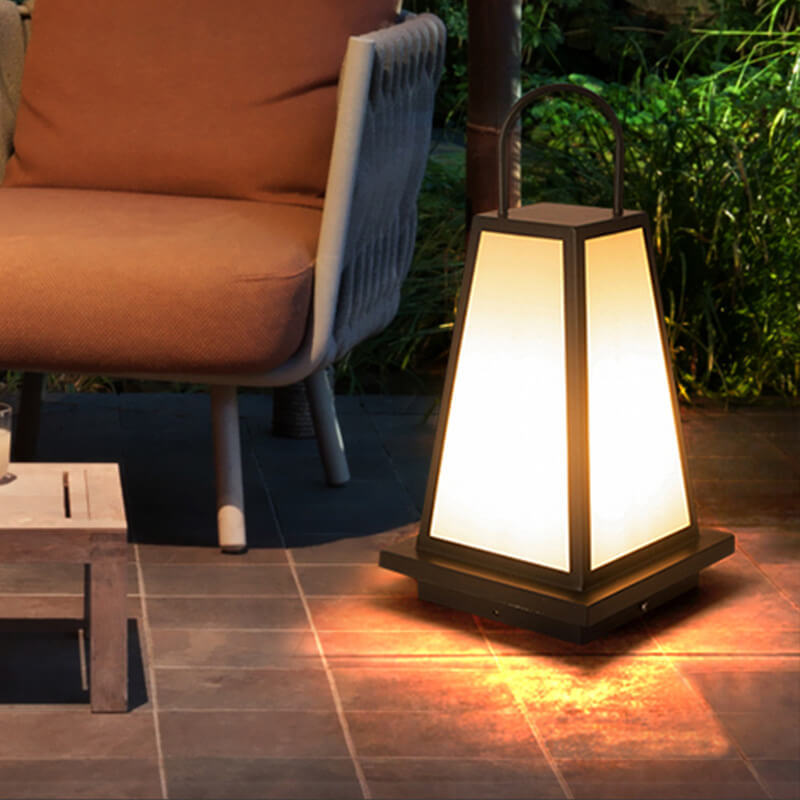 Modern Solar Geometric Column LED Garden Landscape Light