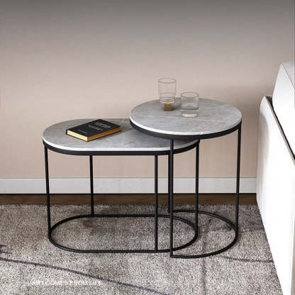 Luxury Oval Sintered Stone Nesting End Table