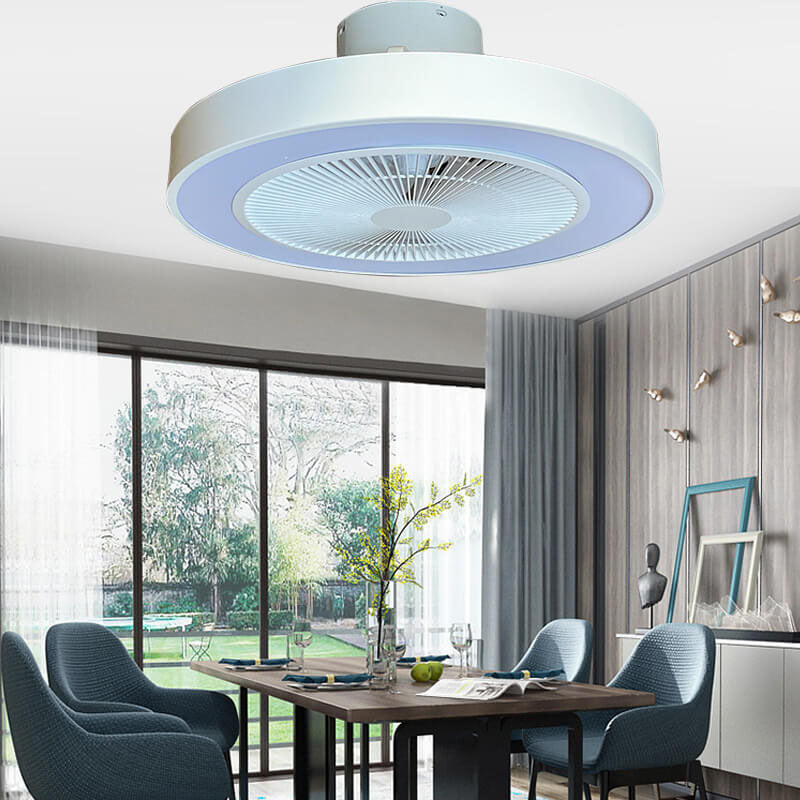 Minimalist Iron Copper LED Flush Mount Ceiling Fan Light