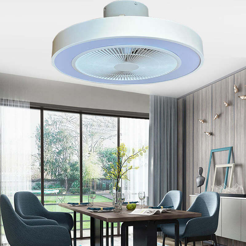 Minimalist Iron Copper LED Flush Mount Ceiling Fan Light