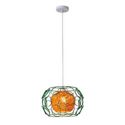 Nordic Woven Hemp Ball Iron Drum Pendant