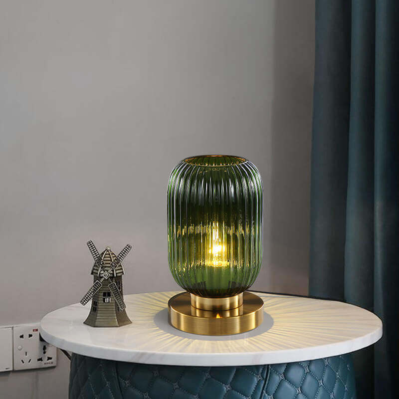 Nordic Striped Glass Oval Table Lamp