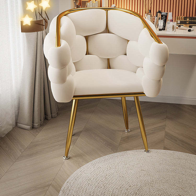 Cream Bubble Velvet Metal Vanity Stool — Pink
