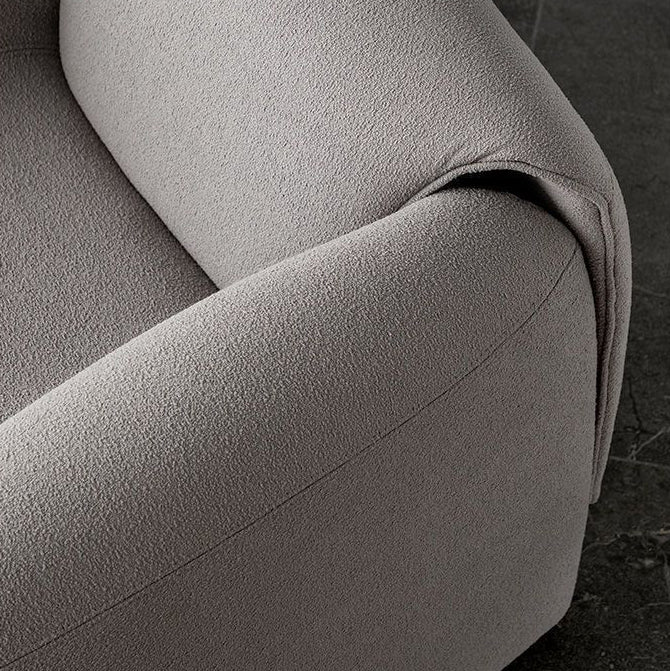 Minimalist Plywood Lambswool Accent Chair — Leather - White