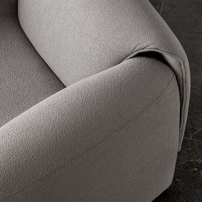 Minimalist Plywood Lambswool Accent Chair — Leather - White