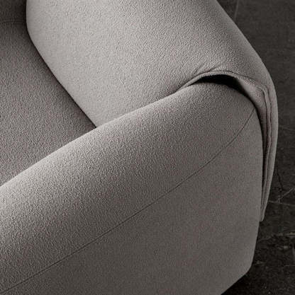 Minimalist Plywood Lambswool Accent Chair — Leather - White