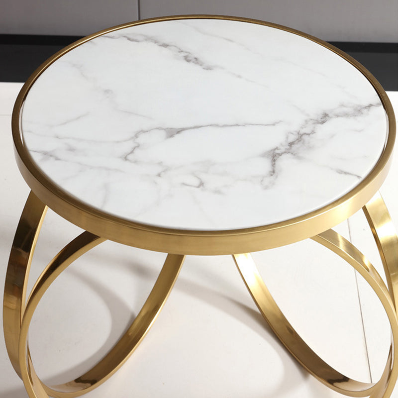 Modern Round Marble Titanium Steel Coffee Table