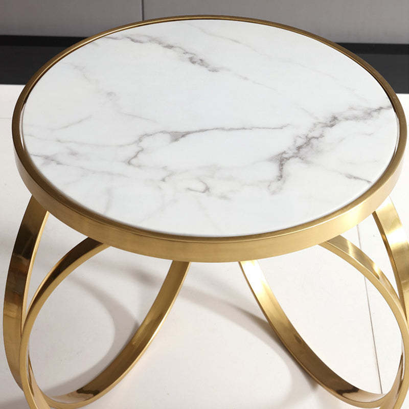 Modern Round Marble Titanium Steel Coffee Table
