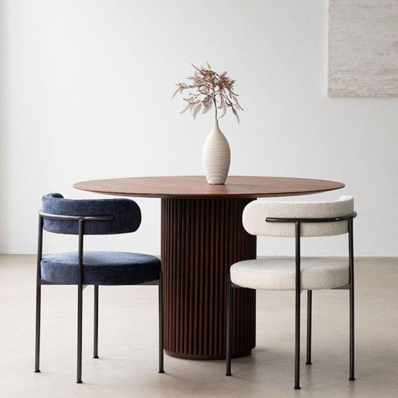 Minimalist Round Velvet Tubular-Leg Dining Chair