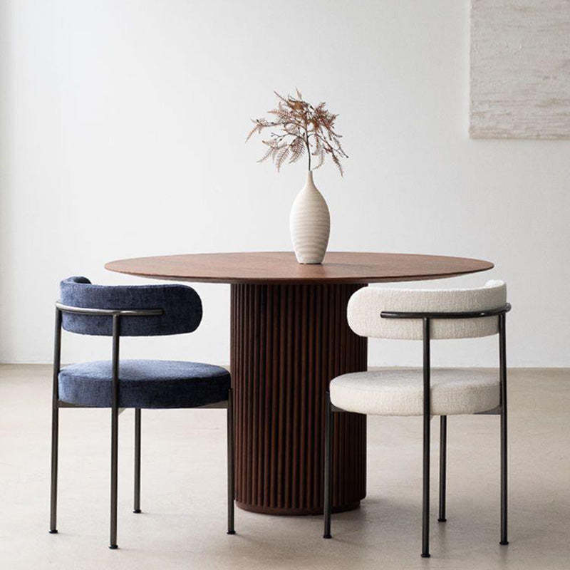 Minimalist Round Velvet Tubular-Leg Dining Chair