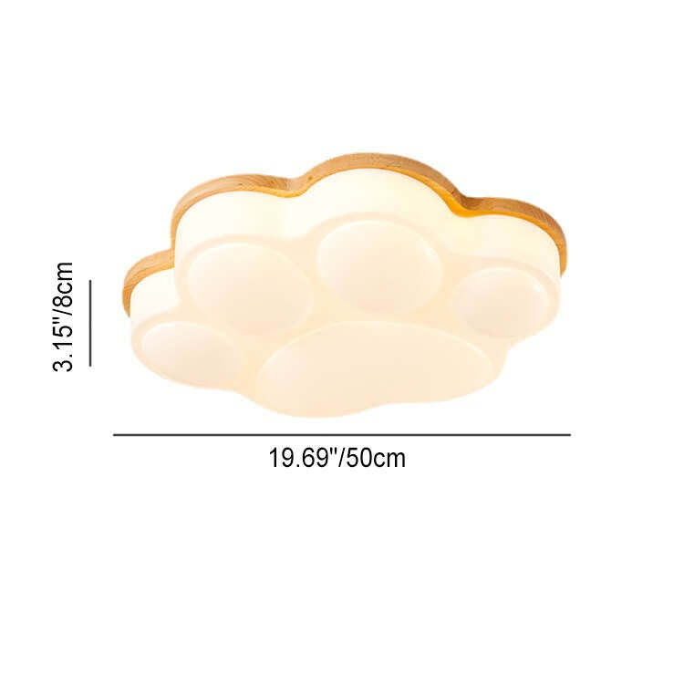Nordic Cat Paw Wood LED Flush Mount Light