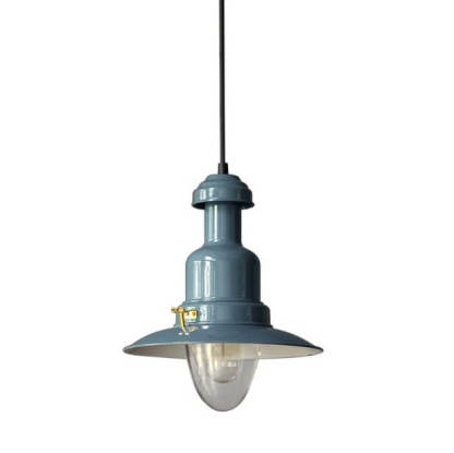 Scandinavian Industrial Iron Lacquered Round Pendant Light