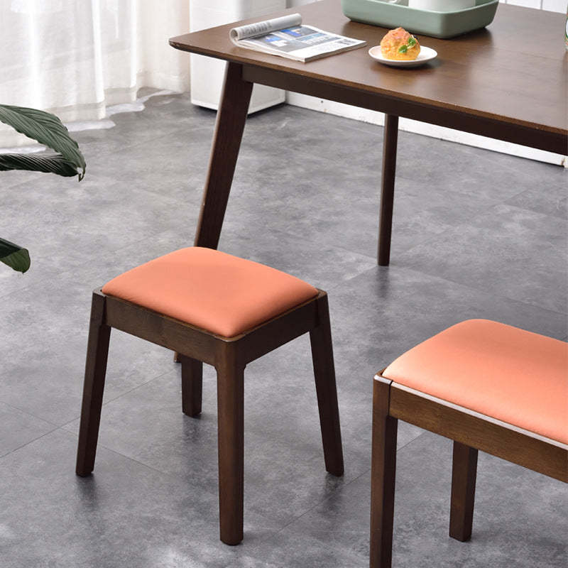 Minimalist Wood Leather Vanity Stool