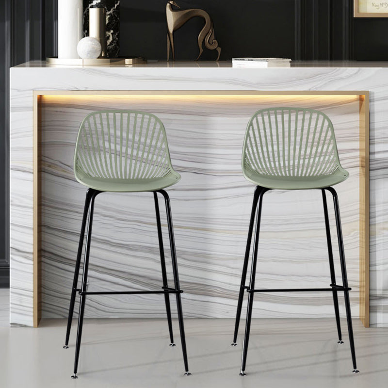 Scandinavian Round Plastic Bar Stool — Light Pink