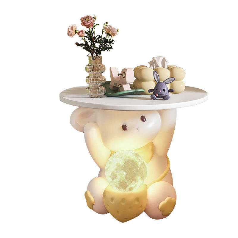 Modern Art Deco Kids Rabbit Resin Wood End Table 1-Drawer