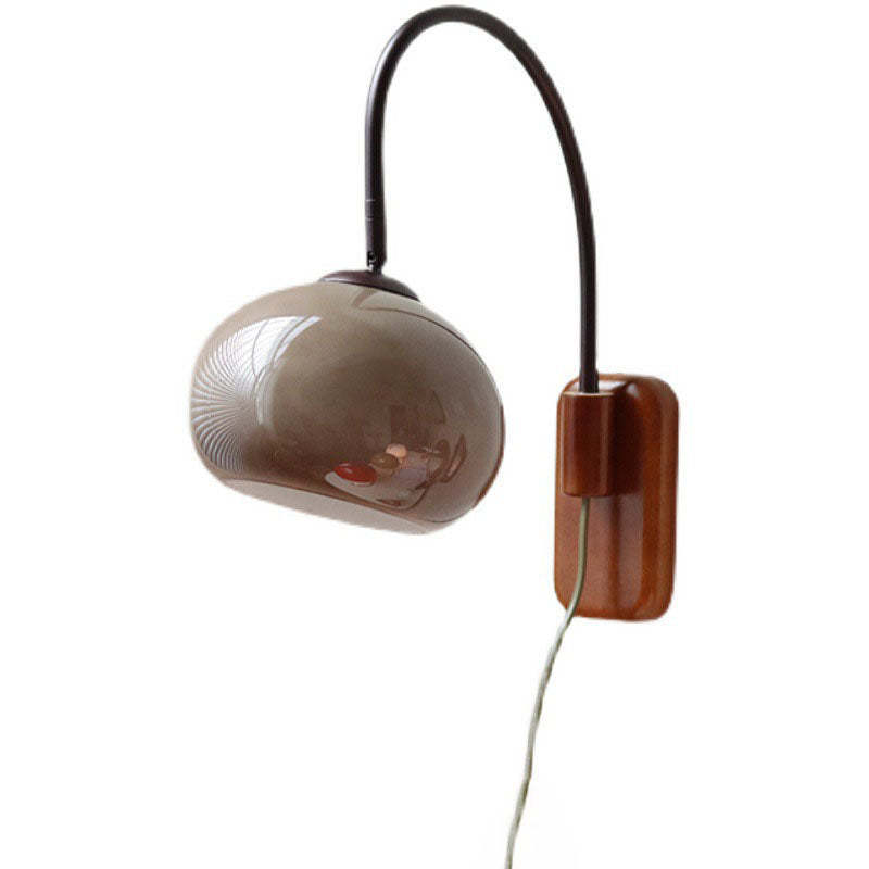 European Minimal Glass Solid Wood Sconce