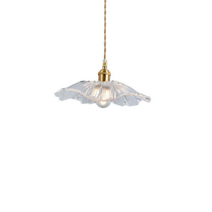 Nordic Vintage Clear Glass Flower Brass Pendant