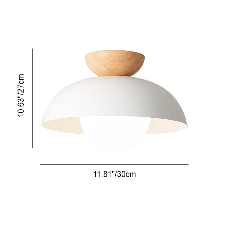 Nordic Round Dome Iron Glass Semi-Flush Ceiling Light