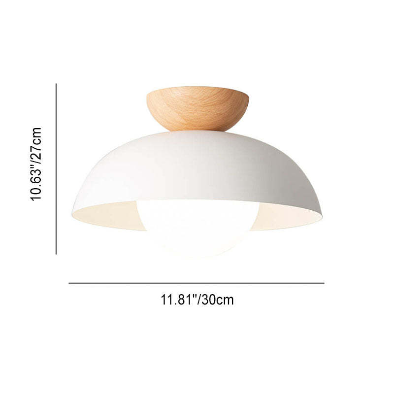 Nordic Round Dome Iron Glass Semi-Flush Ceiling Light