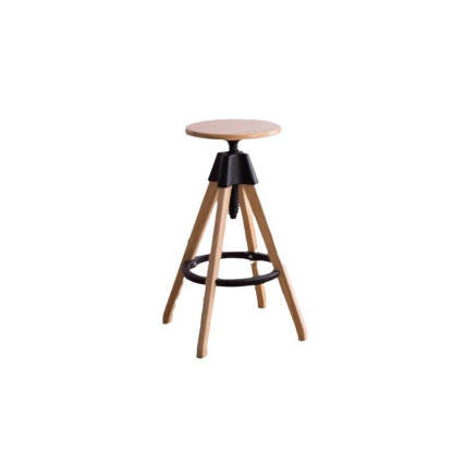 Vintage Solid Wood Nylon Adjustable Swivel Counter Stool
