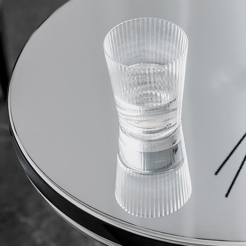 Contemporary Glass Metal Round Coffee Table 1-Cabinet