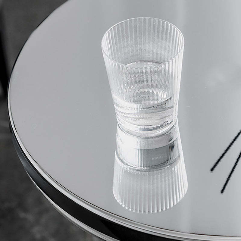 Contemporary Glass Metal Round Coffee Table 1-Cabinet