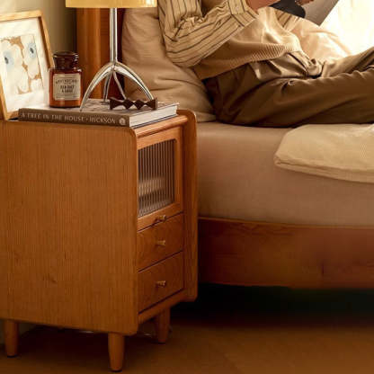 Japanese Wood 3-Drawer Nightstand