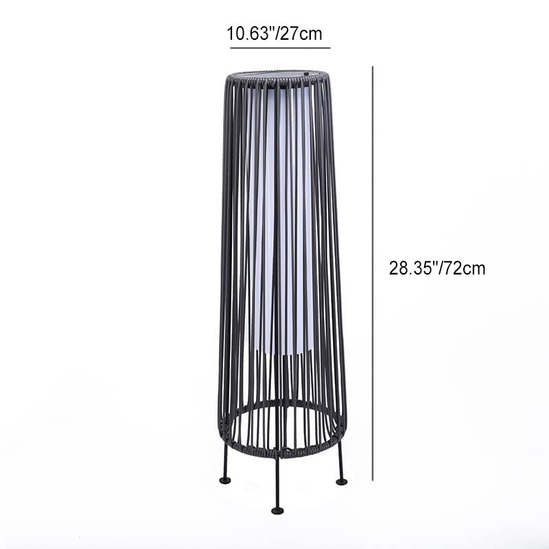 Modern Solar Trapezoidal Iron Rattan Wicker LED Light