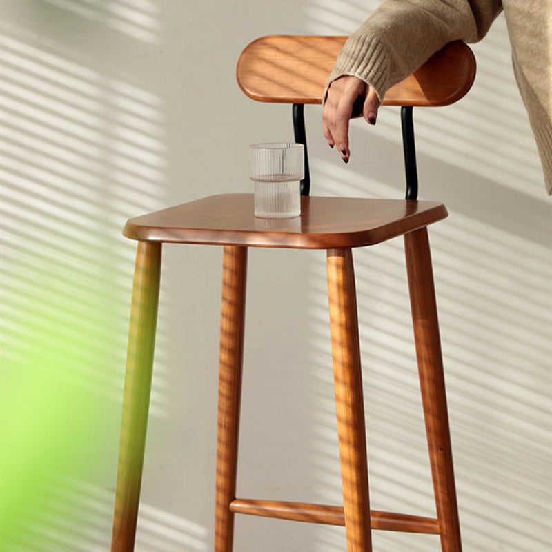 Nordic Square Wood Iron Bar Stool
