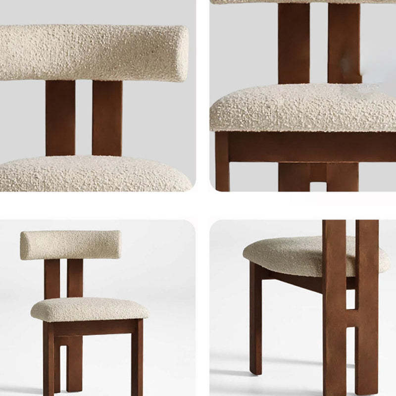 Scandinavian Wood Lambswool Semi-Round Dining Chair