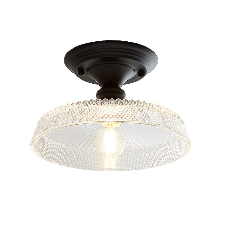 Nordic Vintage Glass Floral Geometry Semi-Flush Light