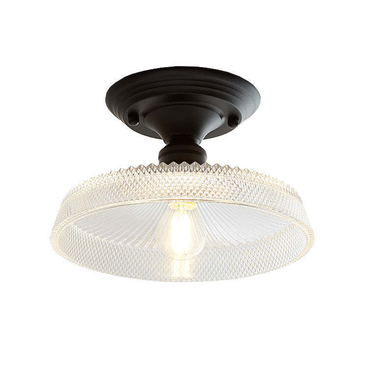 Nordic Vintage Glass Floral Geometry Semi-Flush Light
