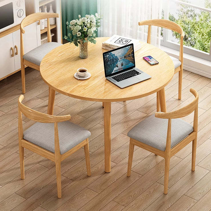 Minimalist Round Faux Slab Wood Dining Table