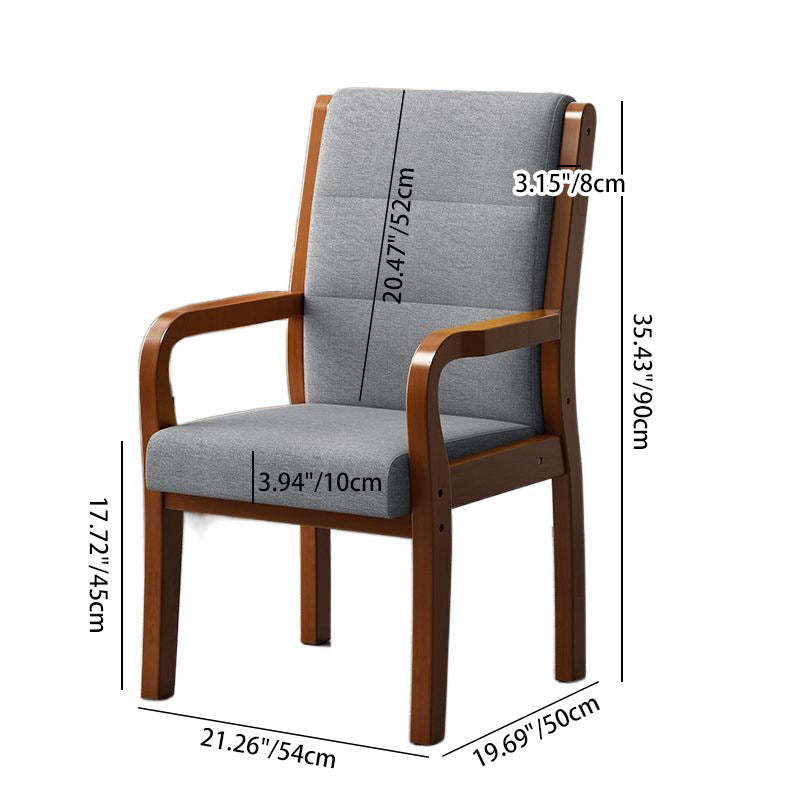 Modern Wood Fabric Leather Armchair — Brown Leather