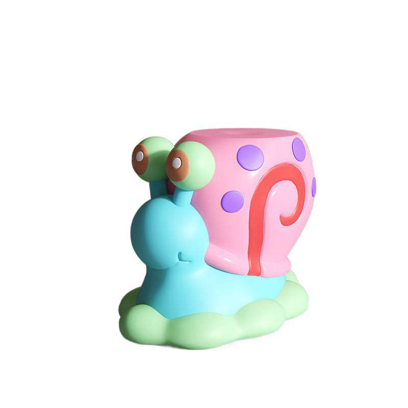 Contemporary Cartoon Snail Resin Low Stool
