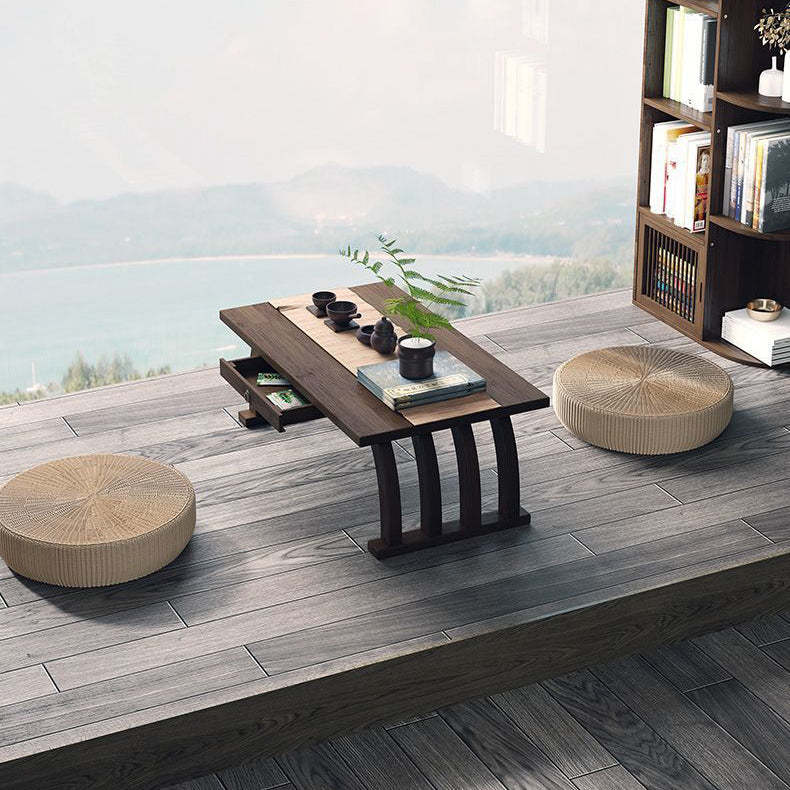 Wood bamboo curved end & side tables - traditional — 31.5" L x 14.6" W x 12.2" H