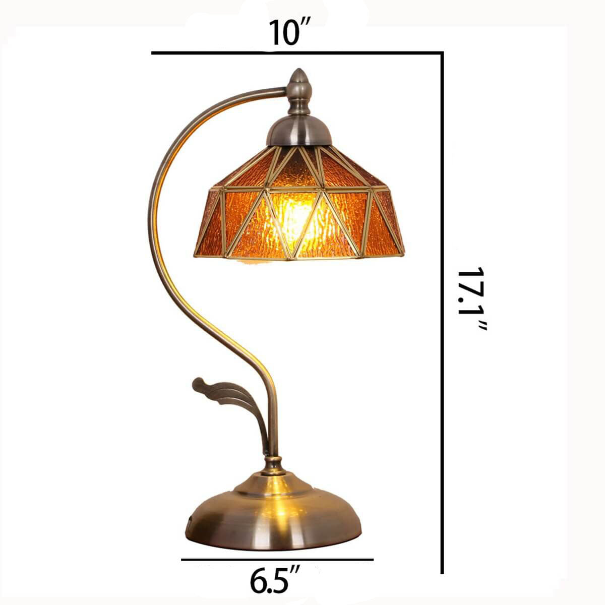 European Tiffany Amber Lucite Glass Lamp
