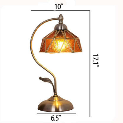 European Tiffany Amber Lucite Glass Lamp