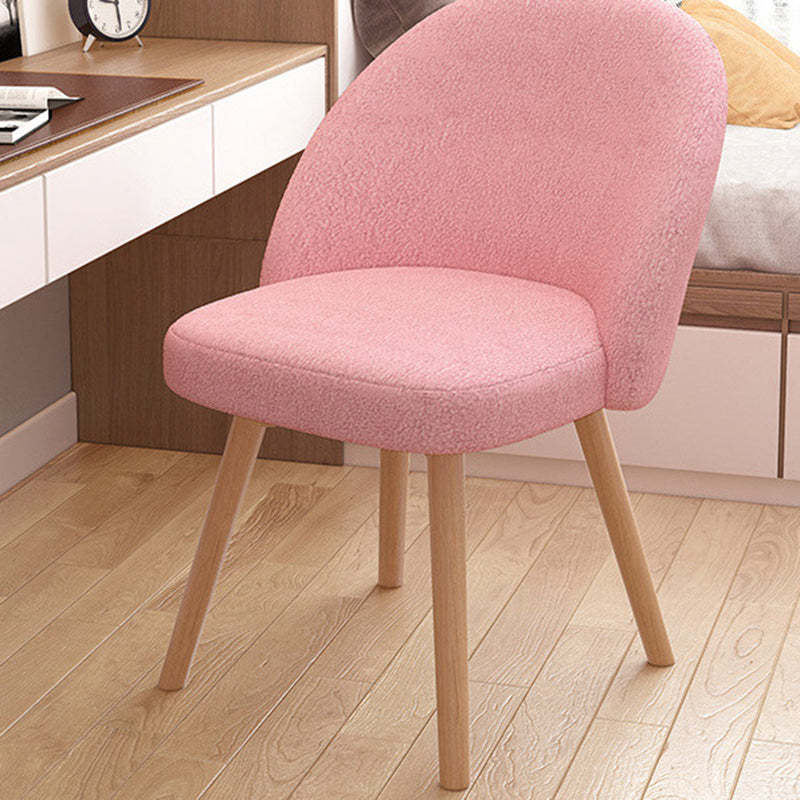 Nordic Curved Fabric Wood Vanity Stool — Pink