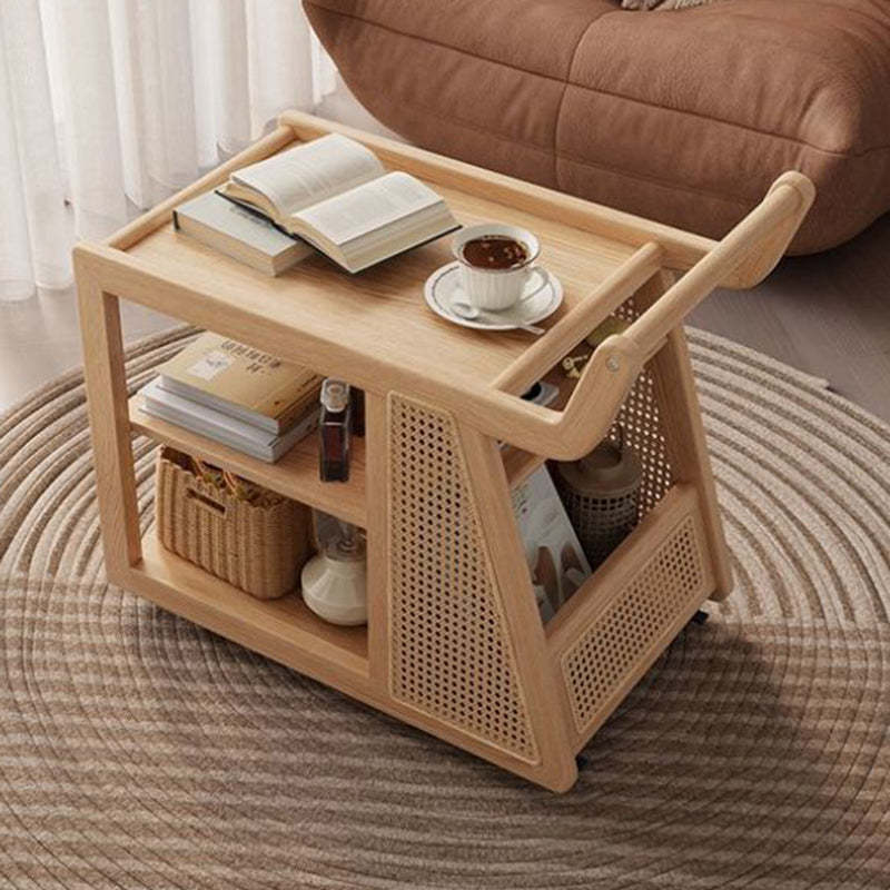 Retro Solid Wood 3-Tier Movable End Table