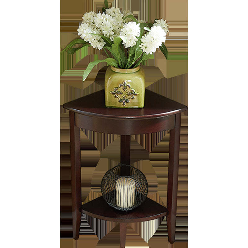 Retro Triangle Rubberwood 2-Tier Side Table